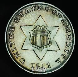 1851 Three Cent Silver Piece Trime 3c Type 1 High Grade CHOICE US Coin CC20476