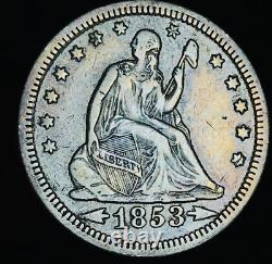 1853 Seated Liberty Quarter 25C RAYS ARROWS High Grade Silver US Coin CC19875