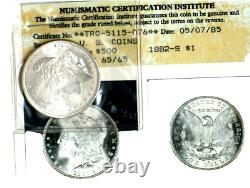 1882-S MORGAN DOLLAR, High Grade, by Numismatic Certification Institute