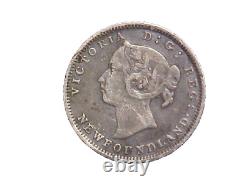 1888 Newfoundland 5 Cents Silver High Grade Circ Rare Obv 3 Dot Variety-c5297