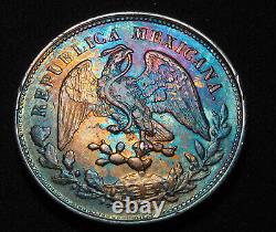 1902 MO AM Mexico Silver Un (One) Peso Colorful Toning -High Grade + Color Toned