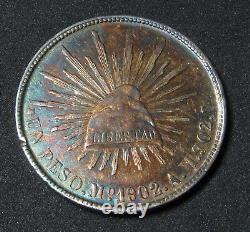 1902 MO AM Mexico Silver Un (One) Peso Colorful Toning -High Grade + Color Toned