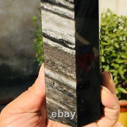 803g High Grade Silver Sheen Obsidian Rock Point Healing Obelisk Wand Tower