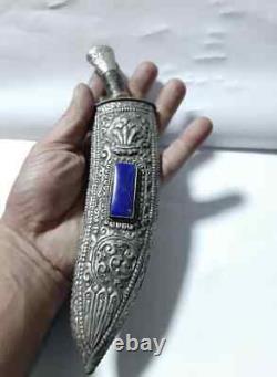 Antique high grade Silver inlaid Kukri& Khanjar handmade with natural stone