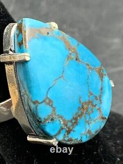 BOLD High Grade Bisbee Turquoise Sterling Silver Ring Size 7.75