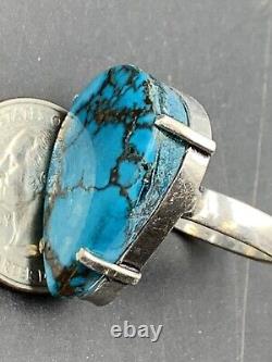 BOLD High Grade Bisbee Turquoise Sterling Silver Ring Size 7.75