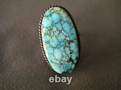 High-Grade Southwestern Style Spiderweb Turquoise Sterling Silver Ring Sz 10