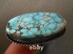 High-Grade Southwestern Style Spiderweb Turquoise Sterling Silver Ring Sz 10