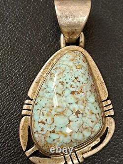 High Grade Sterling Silver. Native American Turquoise Pendant Signed P Sanchez