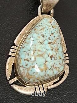 High Grade Sterling Silver. Native American Turquoise Pendant Signed P Sanchez