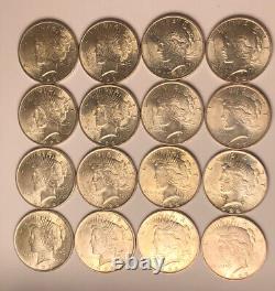 Lot of 16 Peace Silver Dollars High Grade BU MS+ Set Of Coins
