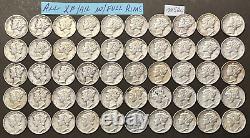 Mercury Silver Dimes Lot of 50 XF/AU Coins HIGH GRADE with FULL RIMS M520
