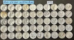Mercury Silver Dimes Roll of 50 XF/AU Coins HIGH GRADE with FULL RIMS M520