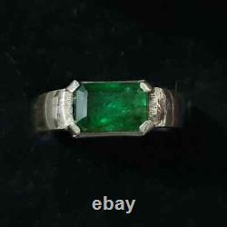Natural High Grade Emerald Mens Ring 925 Sterling Silver Handmade Mens Emerald
