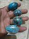 Natural High Grade Turquoise 4 Pcs With Handmade Silver Ring Setting