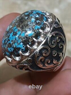 Natural High Grade turquoise 4 Pcs with Handmade silver ring Setting