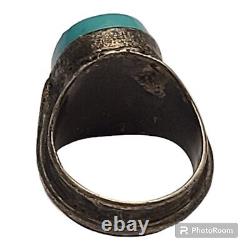 Old Pawn Coin Silver High Grade ITHACA PEAK TURQUOISE RING size 8