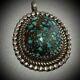 Old Pawn Silver Native American High Grade Lander Blue Turquoise Pendant