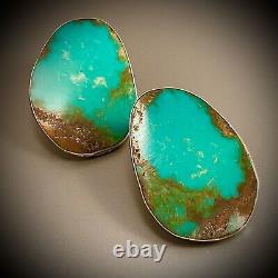 Pawn Native American Sterling Silver High Grade BISBEE Turquoise Earrings