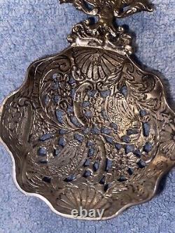 Tea Strainer Rare 19th Century Dutch Antique Rare High Grade Silver Casted Look