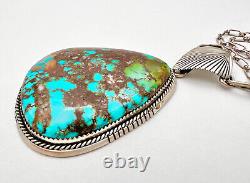 Tom Willeto Navajo Sterling Silver High Grade Royston Turquoise Pendant Necklace