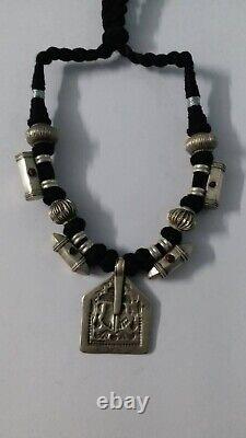 Vintage High Grade Silver LakshmiFeet Charan With Mandaliya Adjustable Necklace
