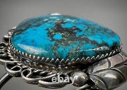 Vintage Navajo Old Pawn Sterling Silver High Grade Turquoise Cuff Bracelet