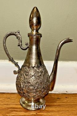 Vintage Persian High Grade Handmade Marked Silver Fancy Ewer Rare 9.9 Ounces Wow