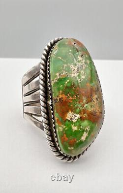 Vtg Navajo Sterling Silver Natural High Grade Royston Turquoise Long Ring 1 5/8