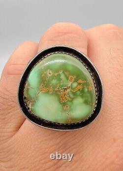 Vtg Navajo Sterling Silver Natural High Grade Royston Turquoise Stamped Ring