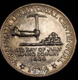 1936 Wisconsin Demi-Dollar commémoratif en argent 90% Très belle qualité supérieure