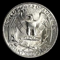 1943 - Quart de dollar en argent de haute qualité BU MS ++ avec tonalité blanche lumineuse