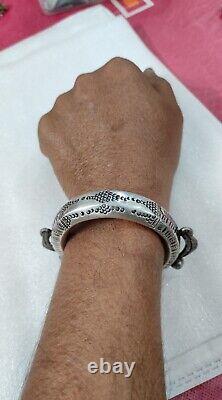 Bracelet Rajsthani Kada antique rare en argent creux de haute qualité et fait main