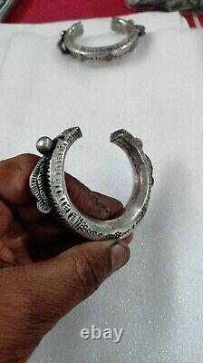 Bracelet Rajsthani Kada antique rare en argent creux de haute qualité et fait main