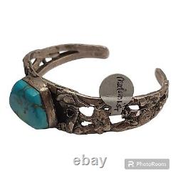 Bracelet manchette en argent sterling de haute qualité avec turquoise Royston Navajo Vivian Barbone