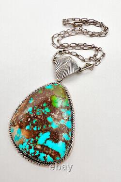 Collier pendentif en argent sterling de haute qualité Navajo Tom Willeto avec turquoise Royston
