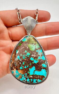 Collier pendentif en argent sterling de haute qualité Navajo Tom Willeto avec turquoise Royston