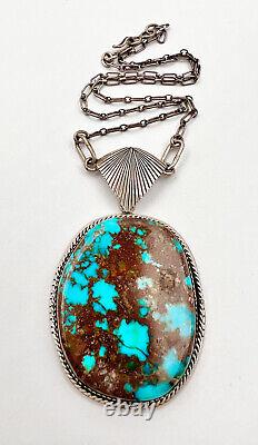 Collier pendentif en argent sterling de haute qualité avec turquoise Royston, de Tom Willeto, Navajo