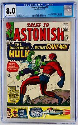 Contes à couper le souffle n°59 CGC 8.0, couverture classique de la bataille géante entre Giant-Man et Hulk, 1964, VF (TTA)