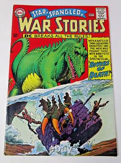 Histoires de guerre étoilée et rayée #122 1965 VF Haute qualité Âge d'argent DC Couverture de dinosaure