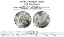 Pièce de monnaie en argent Morgan de 1884-CC de 1 dollar en argent à 90% de pureté, de haute qualité, B5.
