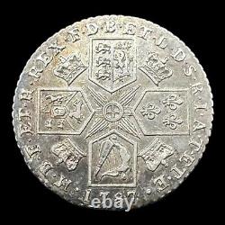 Pièce de monnaie en argent sterling de haute qualité George III de 1787 avec patine
