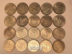 Rouleau de 20 pièces de dollars d'argent Morgan de haute qualité, toutes les dates antérieures à 1921