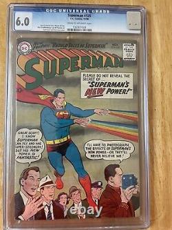Superman #125 - Bande dessinée vintage DC de l'Âge d'Argent en haute qualité, 1958 CGC 6.0