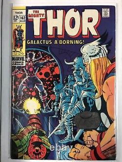 Thor #162 - Note élevée de la mi-période de l'âge d'argent de Marvel - Origine de Galactus - Classique de Kirby / Lee